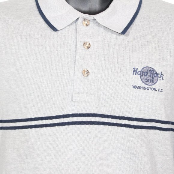 Hard Rock Cafe Polo Shirt Large Grey Washington DC Short Sleeve Summer Mens - Picture 7 of 10